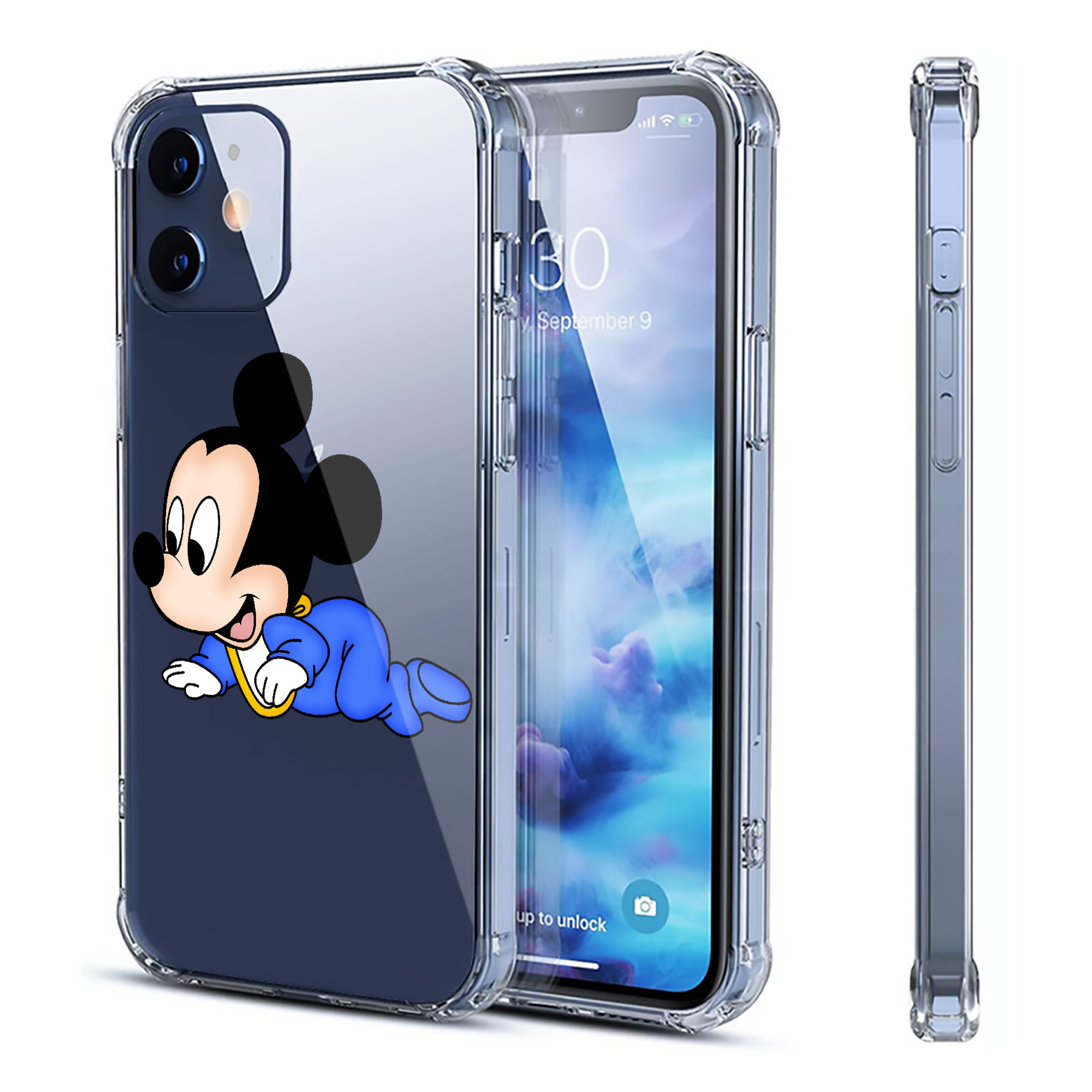 （画像用） ミッキーマウス Mickey Mouse 【iPhone 12シリーズ対応】透明スマホケース（クリアソフトケース）